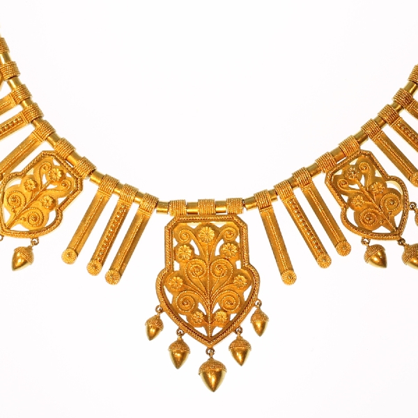 Antique gold filigree choker necklace made in France (image 2 of 11)